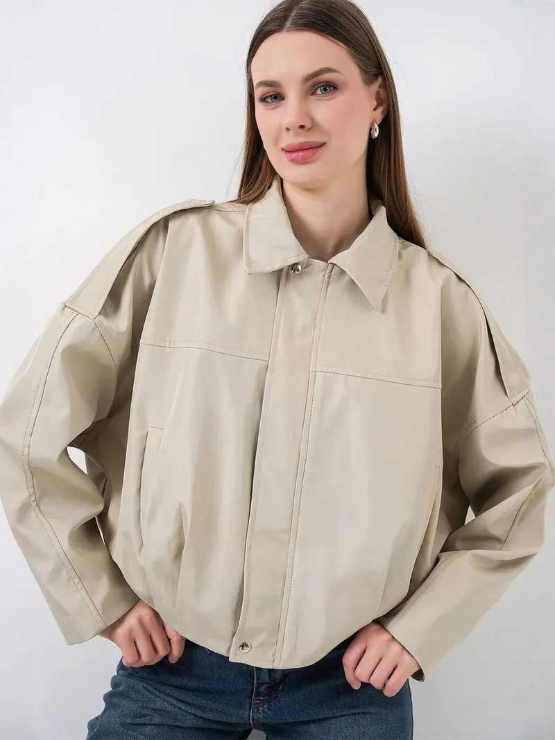 بيغ دارت BDART Gabardine Bomber Jacket with Zipper Closure